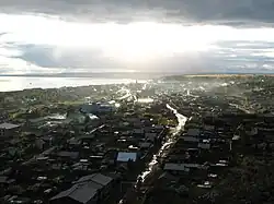 Aerial view of Olyokminsk in afternoon