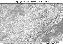 An aerial photograph of Gap (IGN) from 1995