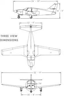 3-view line drawing of the Aero Commander 112