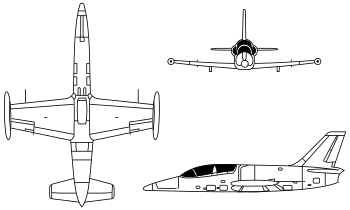 Orthographically projected diagram of the Aero L-39 Albatros.