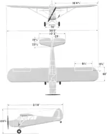 3-view line drawing of the Aeronca L-3 Grasshopper