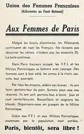 French writing on a printed leaflet