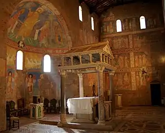 Interior of the Basilica di Sant'Elia, where Saint Anastasius was Abbot.