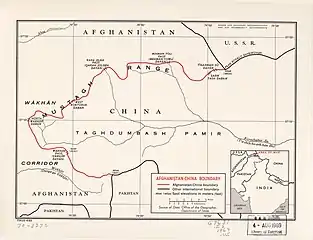 Map of Afghanistan-China Boundary (with the Afghanistan-China-USSR (Tajik SSR) tripoint labeled as PEAK POVALO SHVEIKOVSKI 5698 (18694)) (1969)