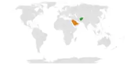 Map indicating locations of Afghanistan and Saudi Arabia