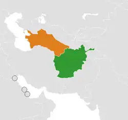 Map indicating locations of Afghanistan and Turkmenistan