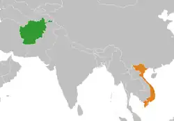 Map indicating locations of Afghanistan and Vietnam