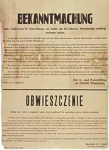 Announcement by the Chief of SS and Police 5.09.1942—Death penalty for Poles offering any help to Jews