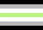 Agender pride flag, made up of horizontal stripes of, from top to bottom, black, gray, white, green, white, gray, and black.
