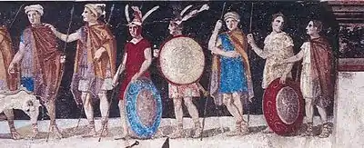 Mural of soldiers from Agios Athanasios, Thessaloniki, Ancient Macedonia, 4th century BC