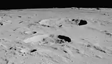 Oblique view facing north from Apollo 16, at a different lighting than the image above.