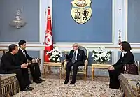 Essebsi receiving a delegation in the presidential palace.