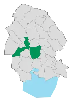 Location of Ahvaz County in Khuzestan province