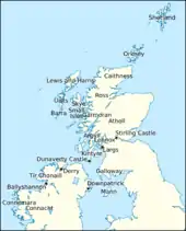 Map of northern Britain and Ireland