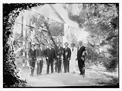 The opening ceremony of the French Hill Reservoir 15 July 1926 (The sign is in English, Arabic and Hebrew)