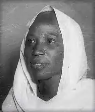 Portrait of Sudanese singer Aisha al Falatiya