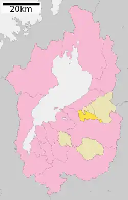 Location of Aishō in Shiga Prefecture
