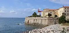 The lighthouse of the citadel of Ajaccio overlooking the bay