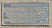 A plaque commemorating Meryon's visit