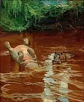 Hippos in the Tana River, 1910