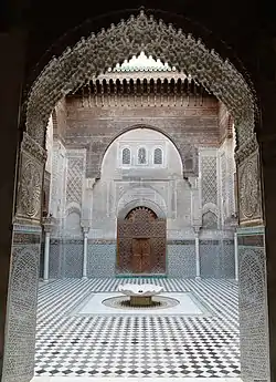 Courtyard of Al-Attarine Madrasa, Fez, Morocco, unknown architect, 14th century