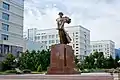 Abu Nasr Al- Farabi monument in front of Kazakh National State University named after Al- Farabi, Almaty, Kazakhstan.