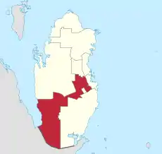 Map of Qatar with Al Rayyan highlighted(from 2015 without Al-Shahaniya)