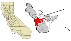 Location of Hayward in Alameda County, California