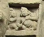 India, ca. 7th-8th century C.E. A kinnara (?) playing Alapini vina at Kanchi Kailasanathar.