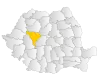 Map of Romania highlighting Alba County