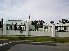 View from Dalgety Rd. Mosque (left) and its community facilities (right)