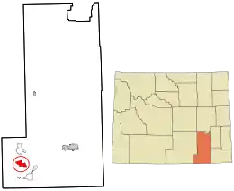 Location in Albany County and the state of Wyoming.