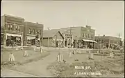 A real photo postcard captured a scene showing Albany, Minnesota on October 7–8, 1911