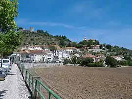 The village of Alcanede with the Castle of Alcanede on the hilltop in the background