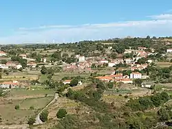 The parish of Felgueiras, with the wind farm peaking out from the escarpment