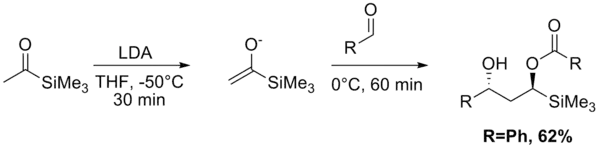Aldol–Tishchenko reaction starting from acetyl trimethylsilane and acetaldehyde