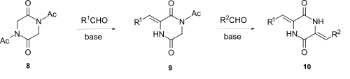 Aldol condensation with 2,5-Diketopiperazines