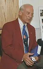 Buzz Aldrin at the 'STELLAR' program commencement activities. He guest starred in this episode. Taken in 1996.