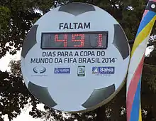 Football-shaped clock counting down the days to the World Cup
