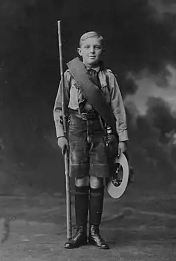 Alfonso aged 11 wearing the Scout uniform of the Explorers of Spain, 1918.