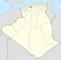 Map of Algeria highlighting Tissemsilt Province