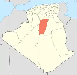 Map of Algeria highlighting Ghardaïa Province