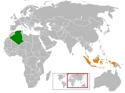 Map indicating locations of Algeria and Indonesia