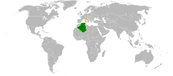 Map indicating locations of Algeria and Holy See