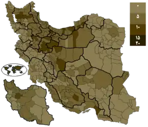 Votes received by Velayati per districts