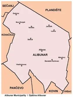 Map of Alibunar municipality