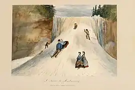 A Picnic at Montmorency - Coming down is easier but more dangerous, lithograph, 1868