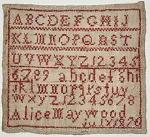 Embroidery sampler by Alice Maywood, 1826