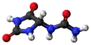 Ball-and-stick model of the allantoin molecule