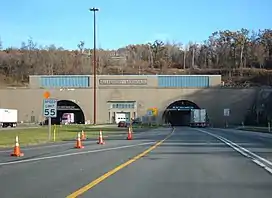 Two tunnel entrances (two lanes in each direction)